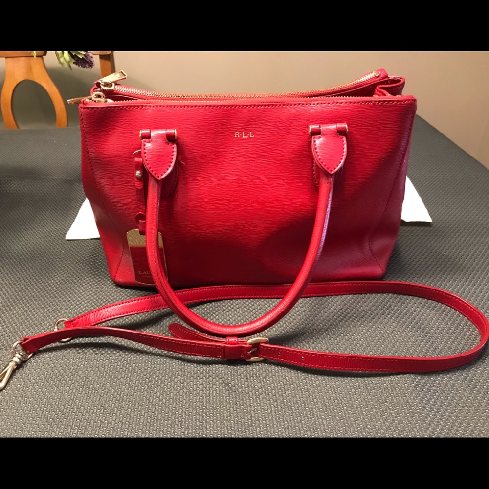 Red leather Ralph Lauren purse